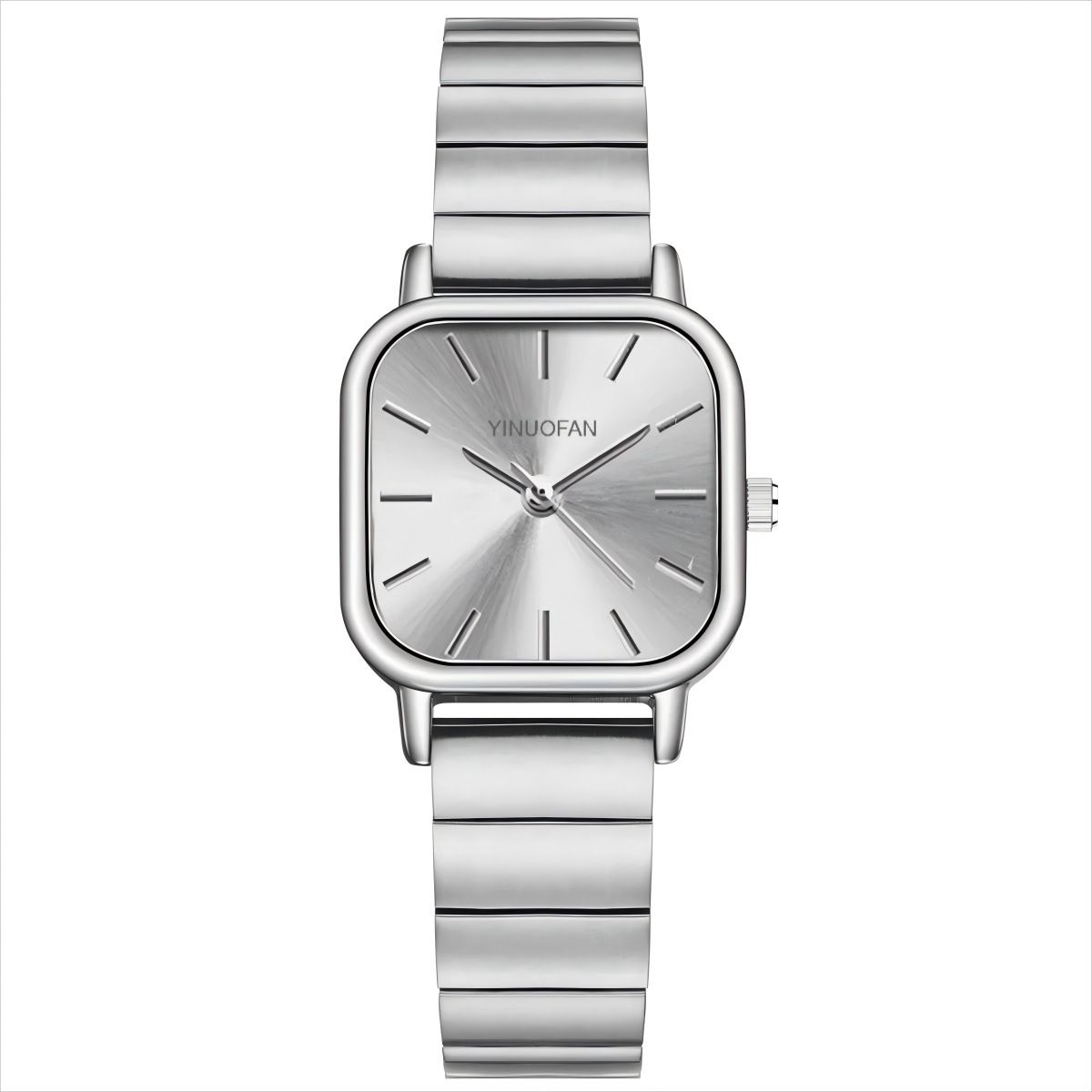 Women’s Minimalist Square Quartz Watch with Stainless Steel Expansion Band