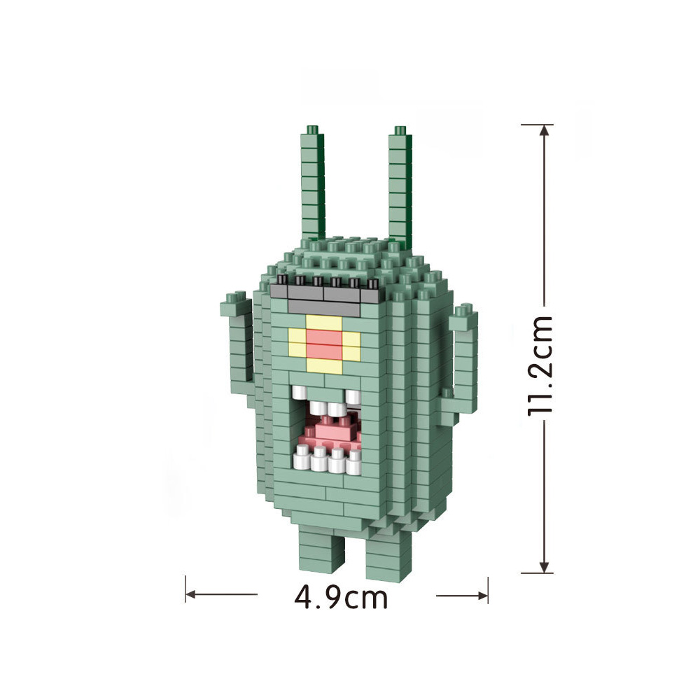 Yellow Sponge Cartoon Square Octopus Crab Mini Building Block Anime Character Brick Model DIY Assembly Toy Desktop Ornament 