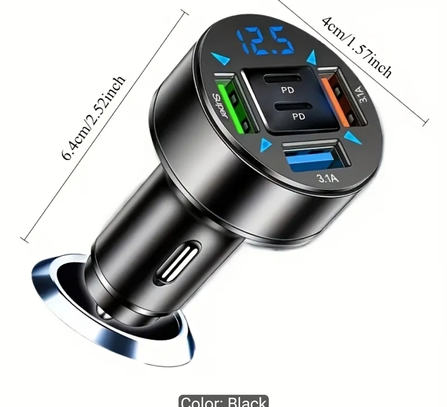 2026 Upgraded Fast-Charge Digital Display Car Charger | Features 2 PD and 3 USB-C Ports, Portable, Designed for Drivers and Passengers, Wireless Charging Adapter, Travel-Friendly