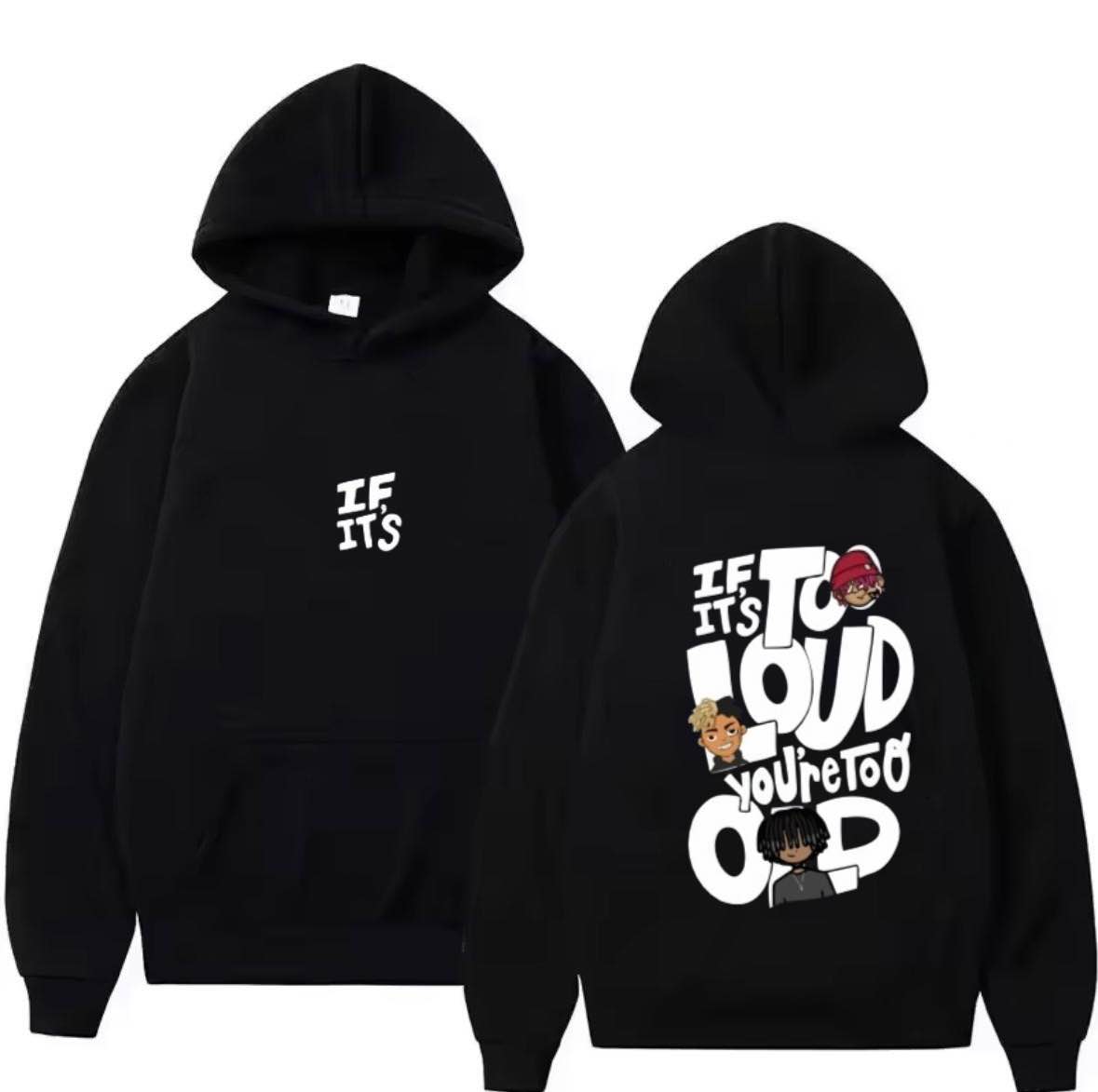 BURNOUT.PK NEW TRENDY PREMIUM QUALITY WINTER COLLECTION IF ITS TO LOUD FRONT BACK PRINTING BEIGE HOODIES FOR MENS