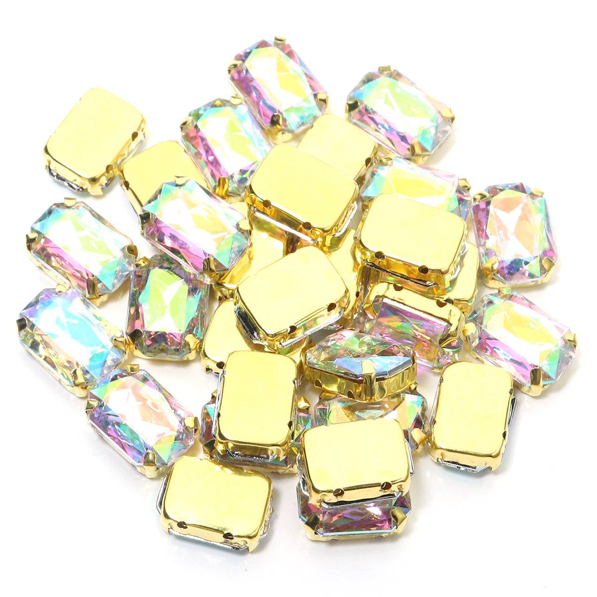 30Pcs Stainless Squar Rhinestone Gold Claw Beads Acrylic Four Hole Claw Beads For Wedding Dress Clothing Crafts Jewelry Findings
