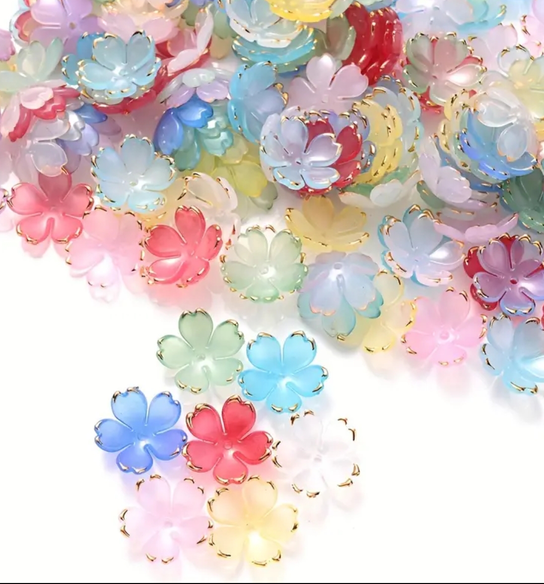50pcs/100 Pcs  Vibrant Mixed Color Acrylic Flower Beads, 19mm - Ideal for DIY Jewelry & Women's Fashion Accessories Crafting, Charms for Jewelry Making