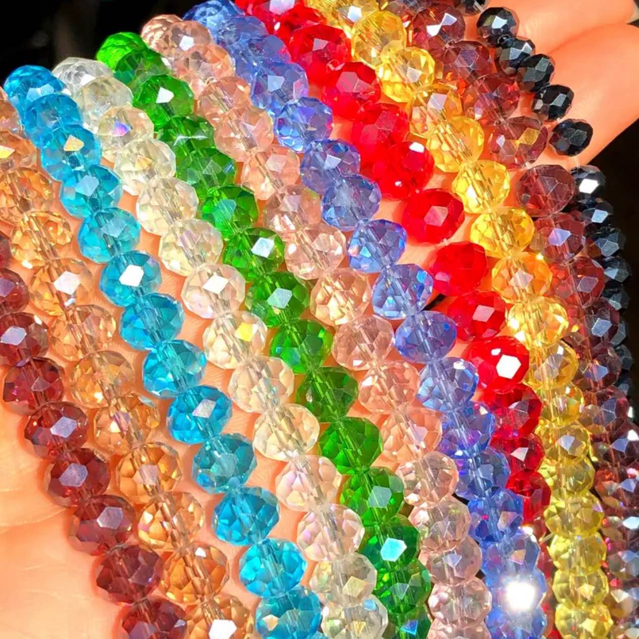 60+ Pcs 8mm Austria Faceted Crystal Rondelle Beads – Washable Glass Loose Spacer Beads for Jewelry Making, Bracelets, DIY Crafts & Accessories
