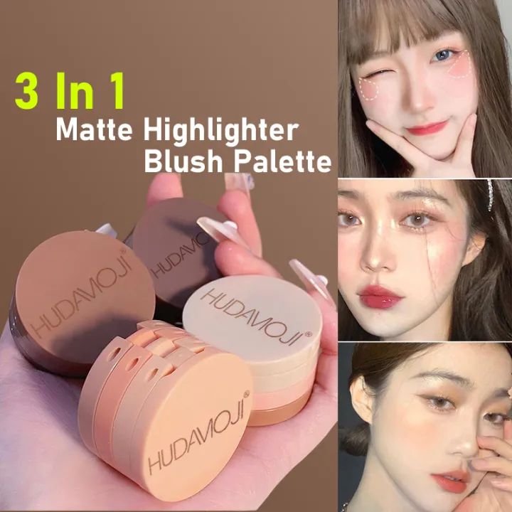 HUDAMOJI in Blush Highlighter Contour Palette Matte Finish