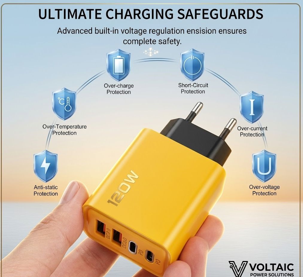 120W Fast charging Adapter with 4 ports , Fast Quick Charger , Adapter price in Pakistan
