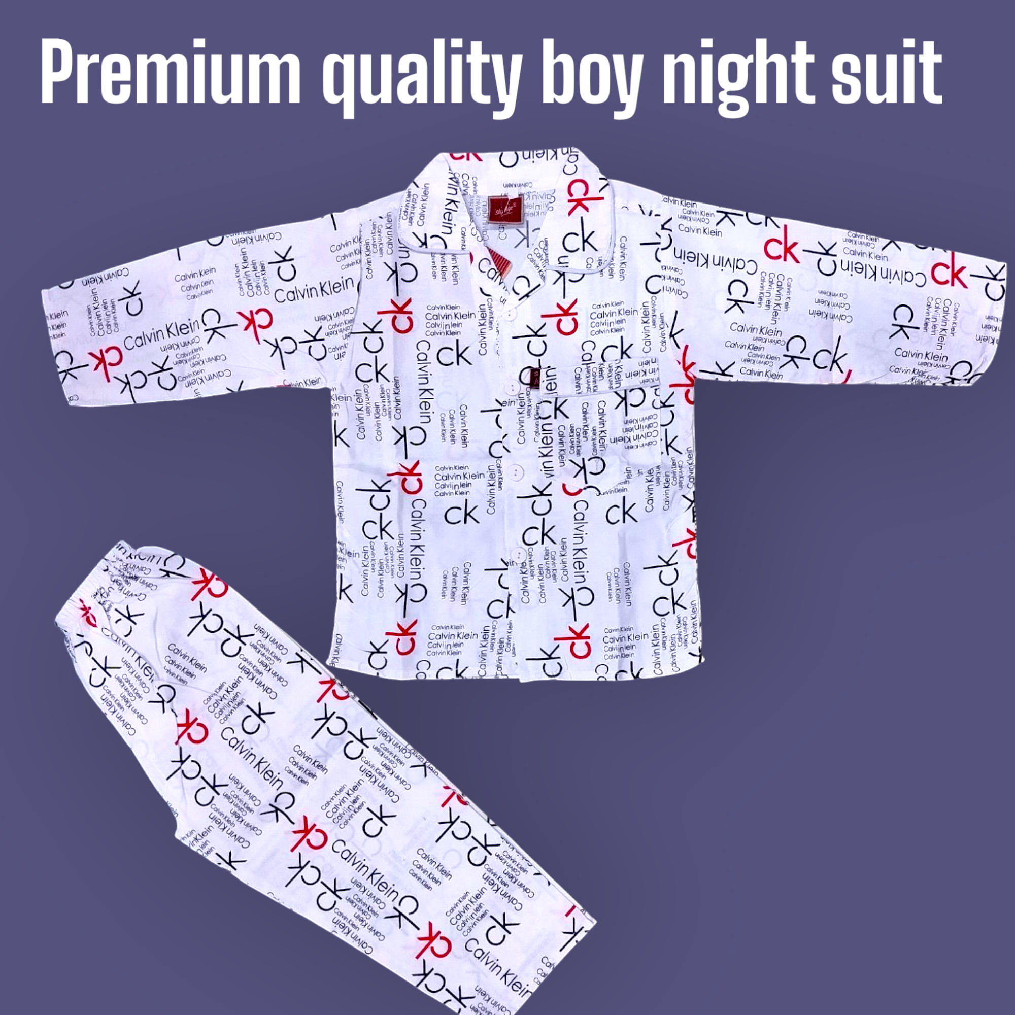 Kids Cotton Nightwear Set with Button-Down Collar - Assorted Patterns for Boys & Girls
