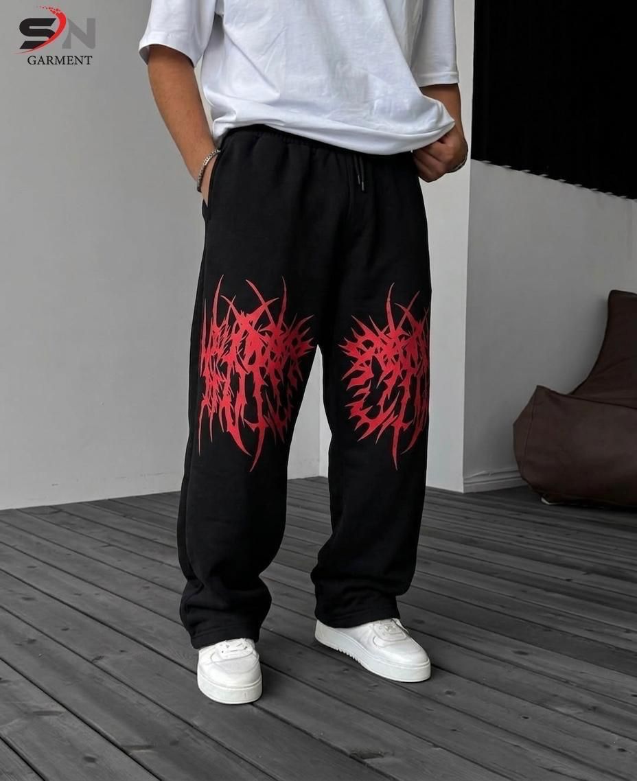 New Men's Multi Print Baggy Trouser