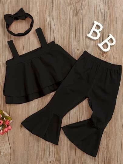 Plain Lawn Baby Girl 2 Piece Dress Set with Bow Headband