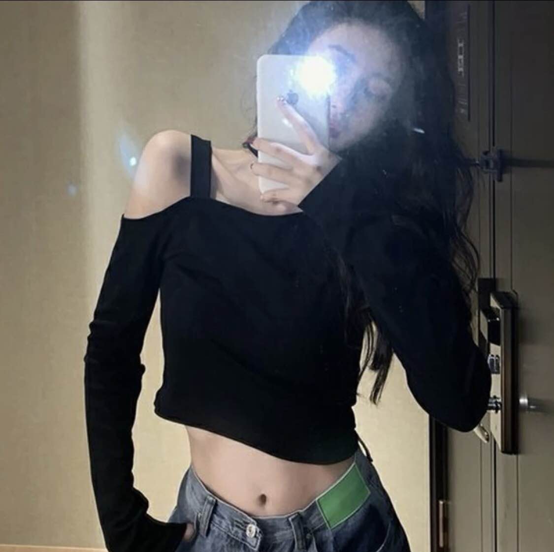 women's korean style short off shoulder shirt cotton shirt for womens and girls long sleeve top