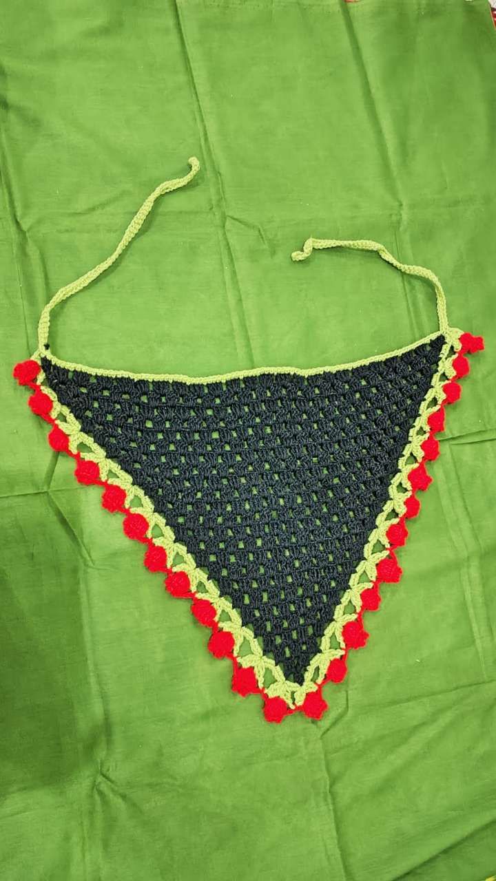 Handmade Crochet Bandana Head Scarf Boho Hair Accessory