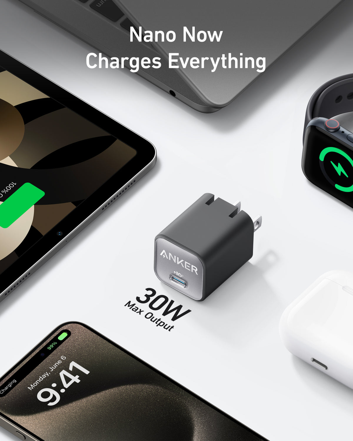 Original Anker 30W nano 511 GaN Charger PPS QC3.0 Quick PD Charge 10\9 condition PD 3.0 Fast Universal  Compatibility Adapter