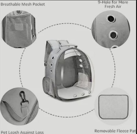 Cat Backpack Carrier - Bubble - ,Large Transparent Pet Backpack Bag - ,Portable - Ventilated Carry Backpack for Cat - Small Dog - Airline Approved Waterproof Pet Carrier Bag - For Hiking Outdoor Use (MULTI COLOUR  )