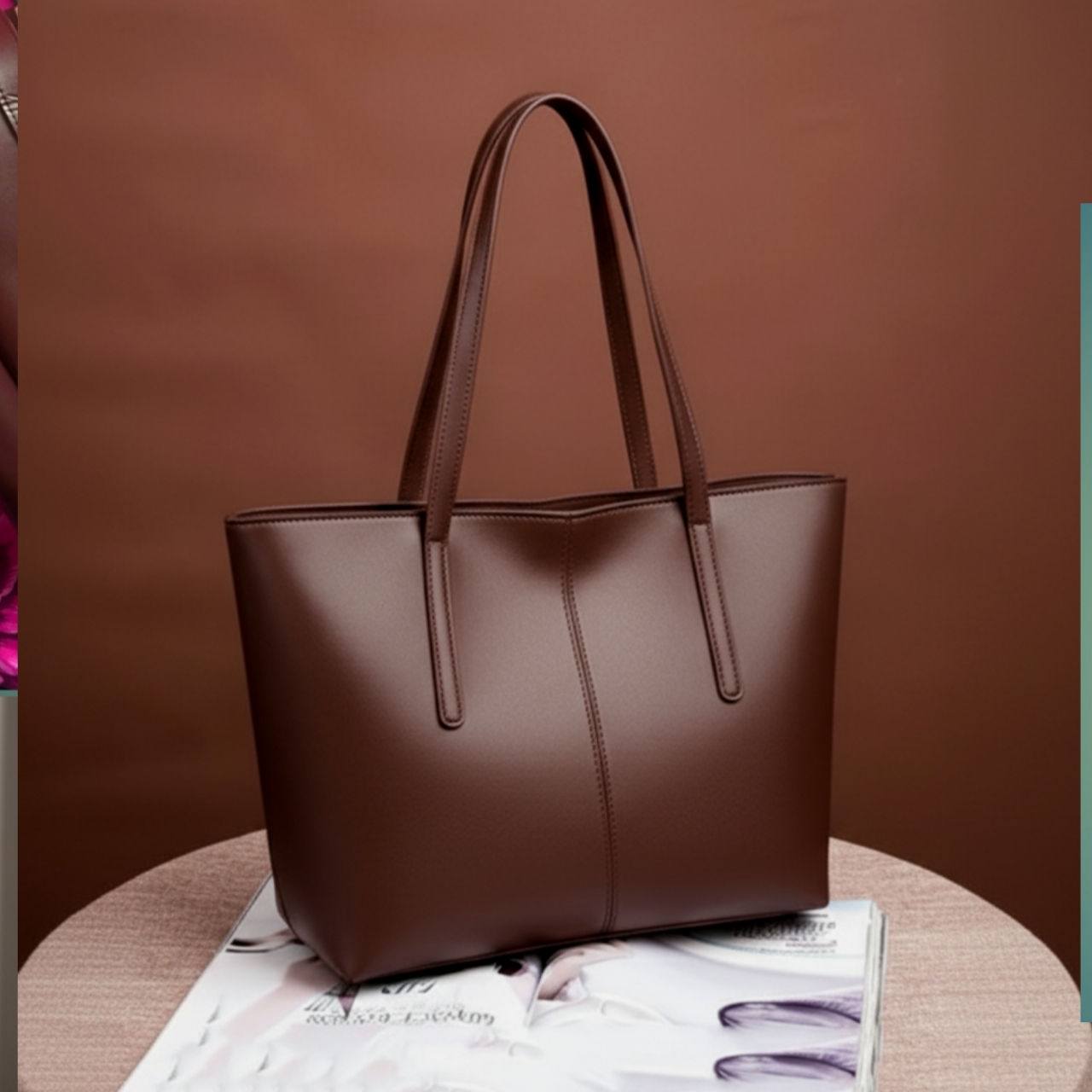 Stylish Premium Leather Tote Bag – Office & Travel Use