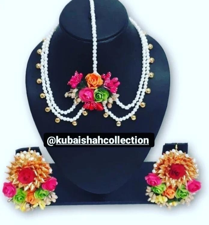 jewellery for girls, flower jewellery for mehndi, gotta jewellery, bridal jewellery set