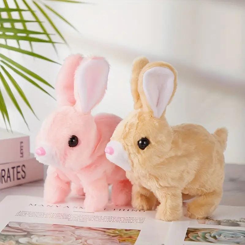 Electric Rabbit Figurine Plush Toy with Sound Bunny Doll for Bedtime Friend Hopping Walking Bunny Toy with Sounds, Jumping Rabbit Wiggling Ears, Twitching Mouth and Nose, Educational Interactive Bunny Rabbit Toy for Baby Kids image 2