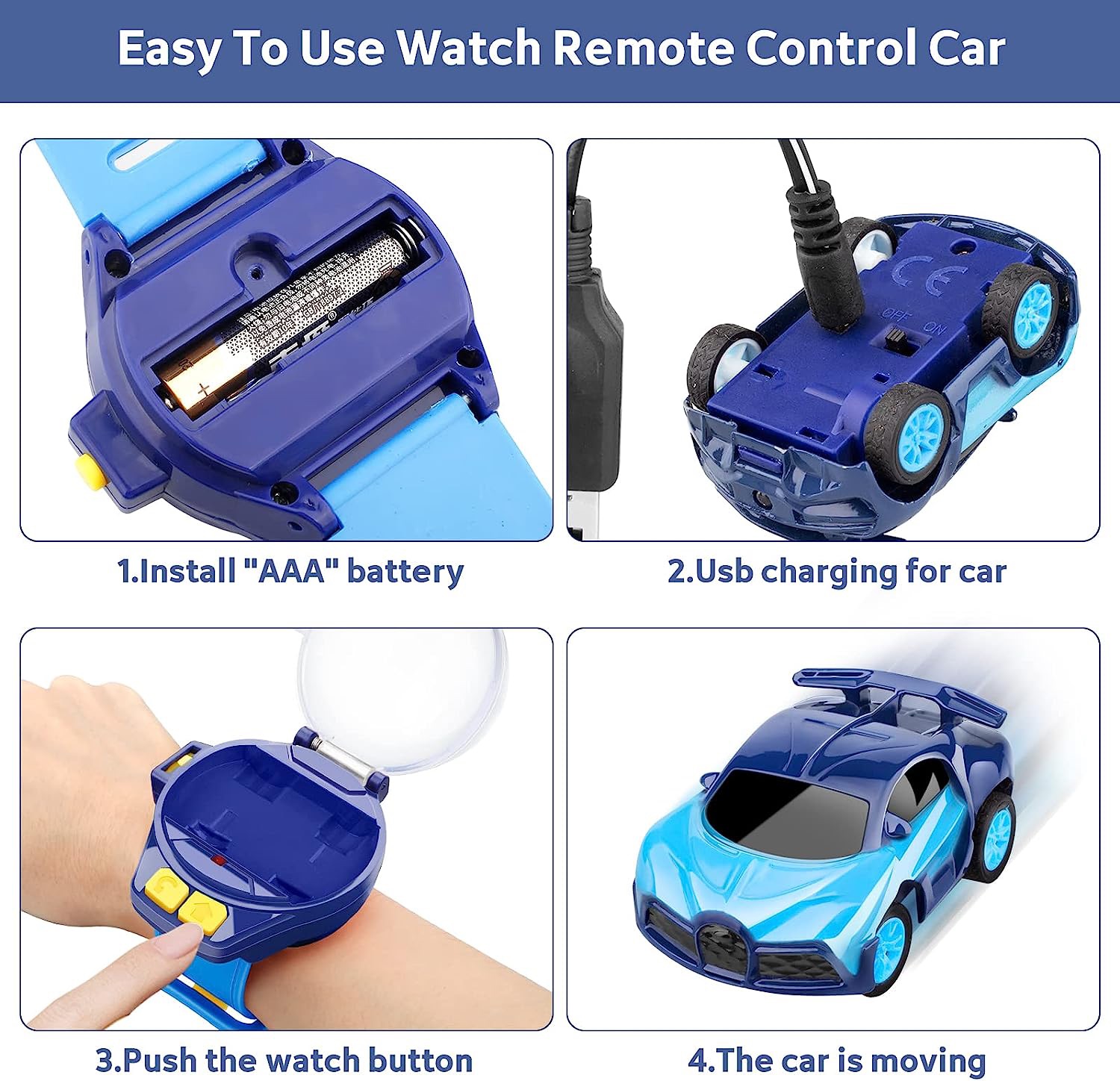 Watch Remote Control Car Toy for Kids with Dustproof Cover, Power Battle Watch Car Toys Racing Car Toy with USB Charging,2022 Mini Watch Remote...