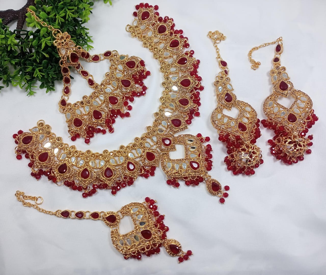 Fancy Bridal Zircon sets. Bridal zircon sets with Jhumer and Jhumkis earings