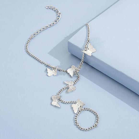 Butterfly Bracelet for Girls. Butterflies Silver Chain Ring Bracelet for Girls.