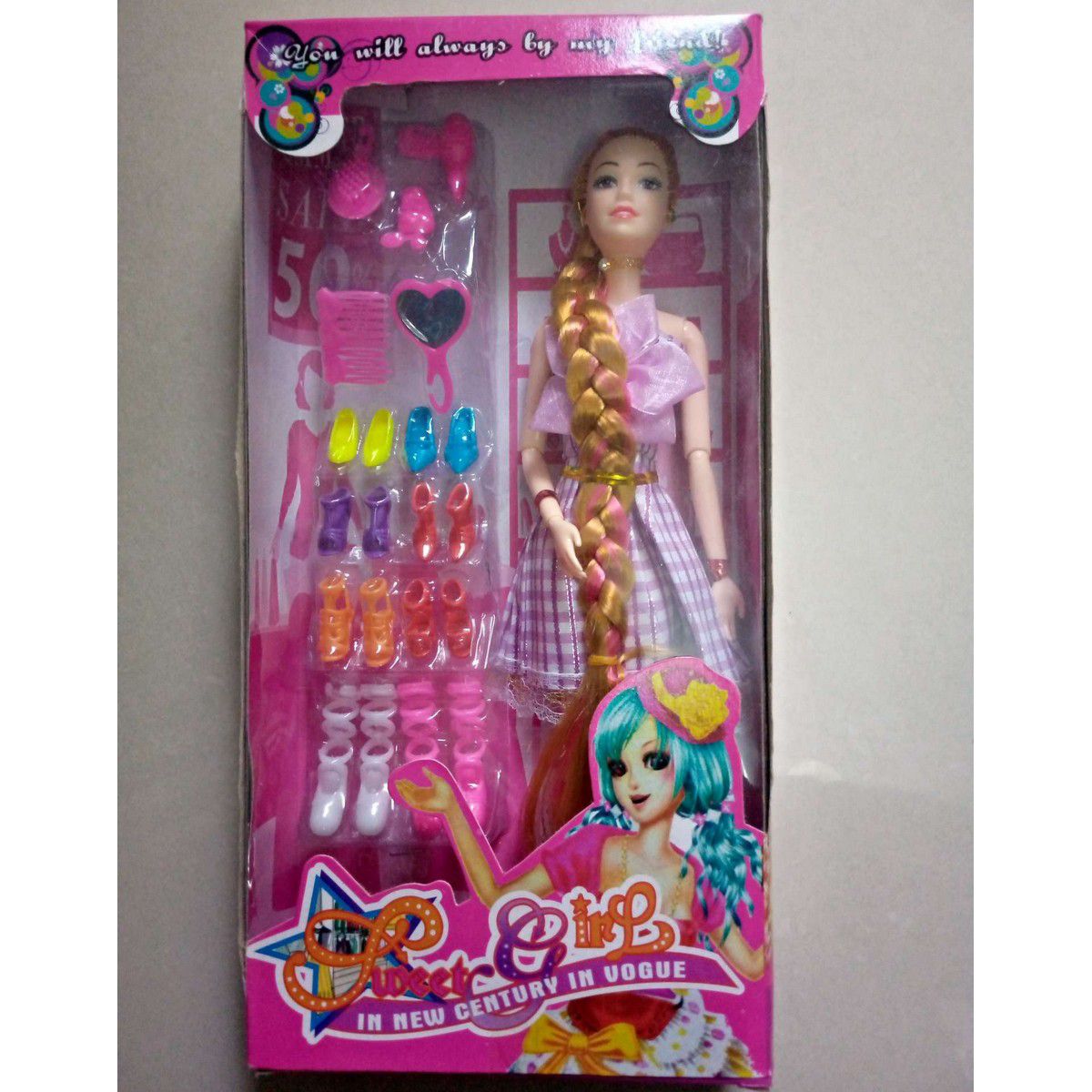 GAZA TOY barbiee long  hair doll with shoes set and accessories