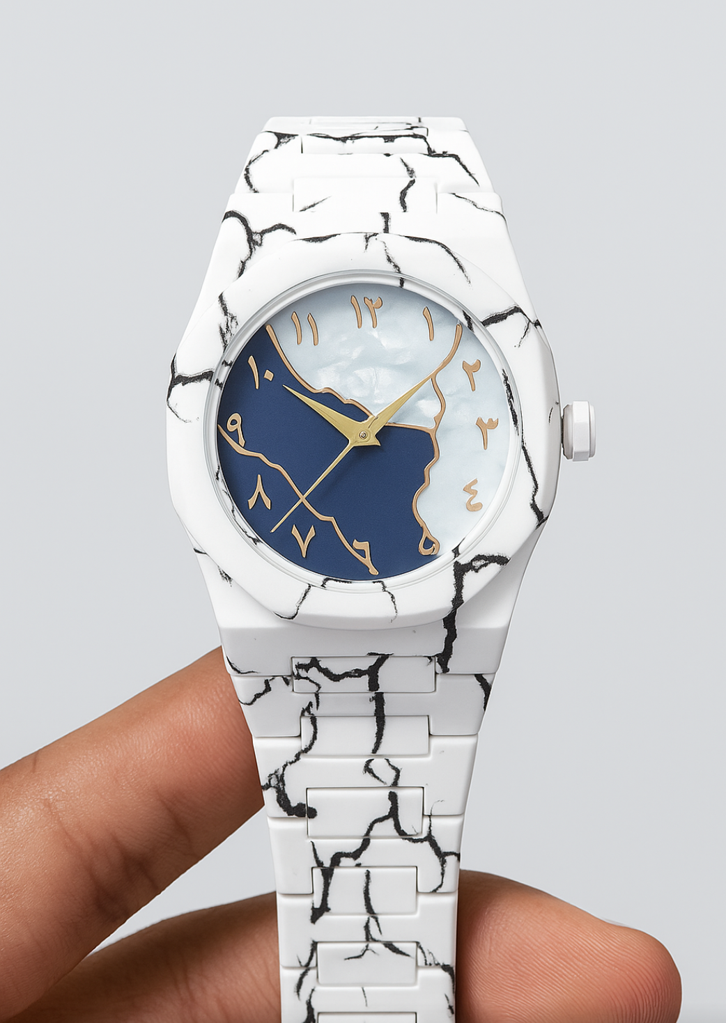 Arabic Aura Watch (Premium Quality) White Men Watch