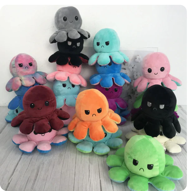 Octopus plush Doll Double Sided Flip Reversible Octopus Stuffed Sea Life Doll Plush Toy Color choose your best colour