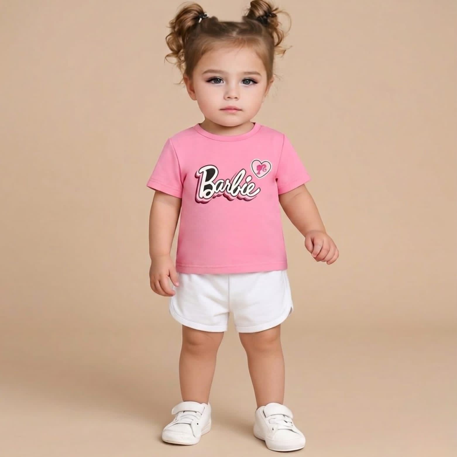 Barbie T-shirt And short Pant For Kids Baby Girls and Boys  Round Neck Short  Sleeves Tee Top's Clothes sets Dresses Outfit Suit Jannat Store