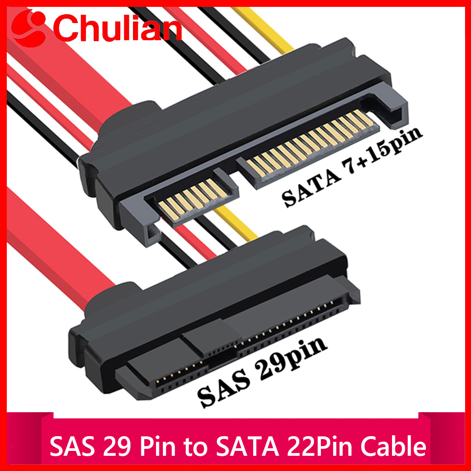 Sas Sata, SFF-8482 Sas 29 Pin Naar Sata 22Pin Harde Schijf Raid Verlengkabel Met 15 Pin Sata Power Poort
