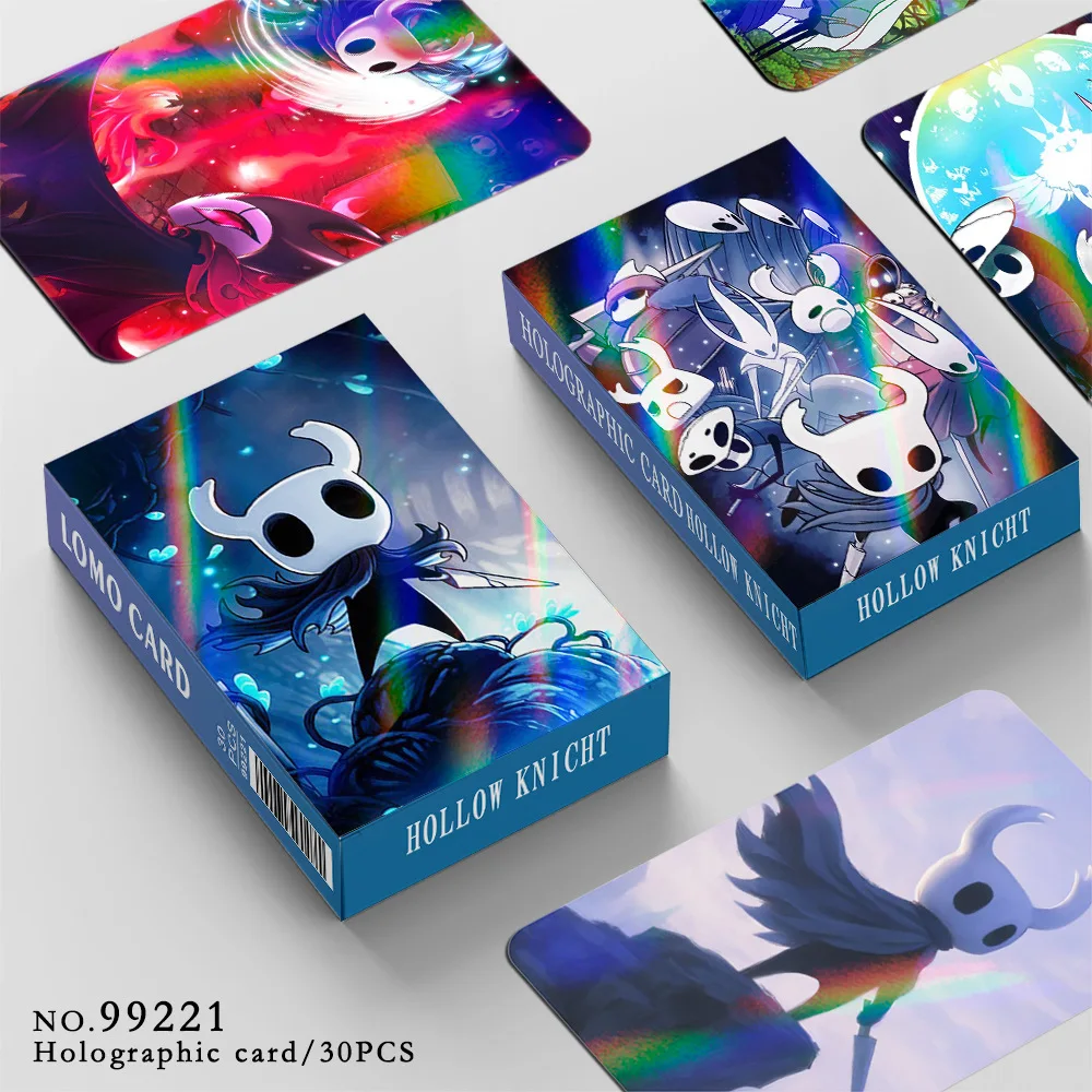 30PCS Hollow Knight Laser Cards Action Adventure Game Flash Card Double Sided LOMO Card Character Collection Card Kids Toy 