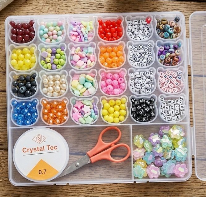 Beads Set for Jewelry Making â€“ DIY Craft Kit for Bracelets, Necklaces & Earrings (8x7.5 Inches)