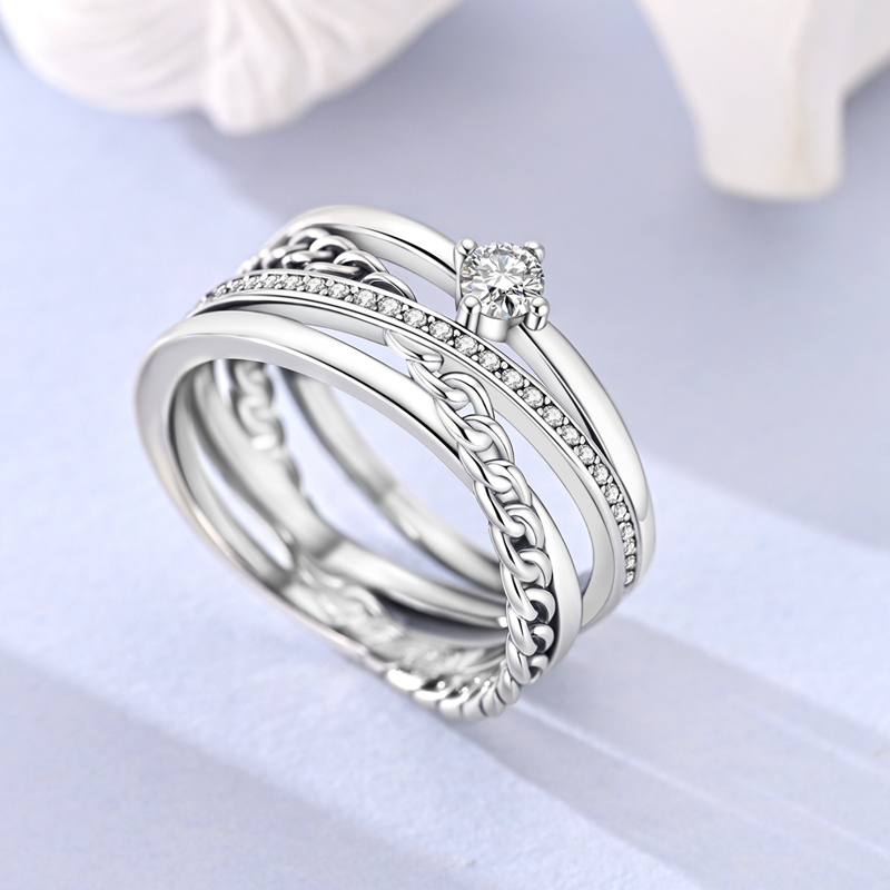 Original 925 Silver Ring Sparking Infinite Love Starry Night Rings For Women Girls Jewelry Birthday Anniversary Engagement 