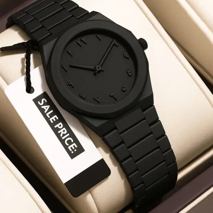 Aura watch 2025 New Arabic Aura Watch Black Modern Creative Design Waterproof Stainless Steel Chain Quartz Movement