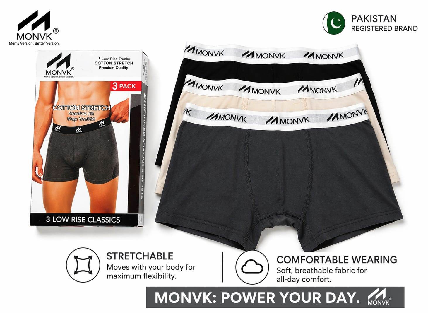 Underwear Boxer for men (Pack of 3) with pure cotton lycra premium quality materials very comfortable wearing through out year