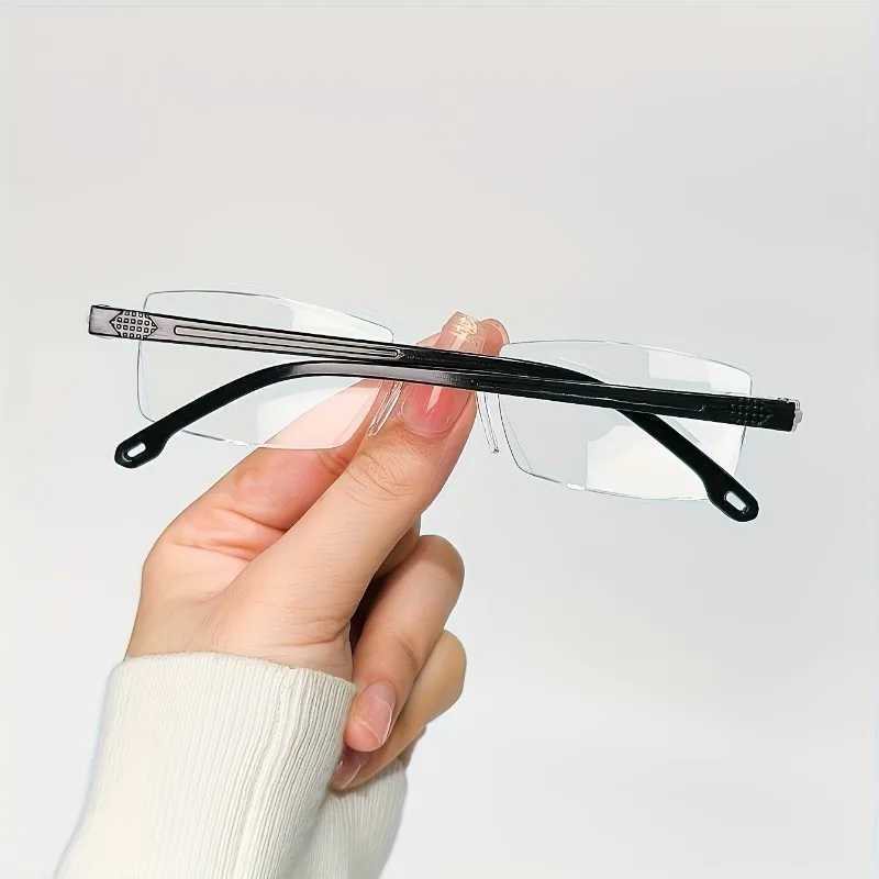 MJYIWANG 3-Piece Set of Men's and Women's Presbyopia Glasses - Stylish Frameless Rectangular Frame, Prescription +1.0 to +4.0
