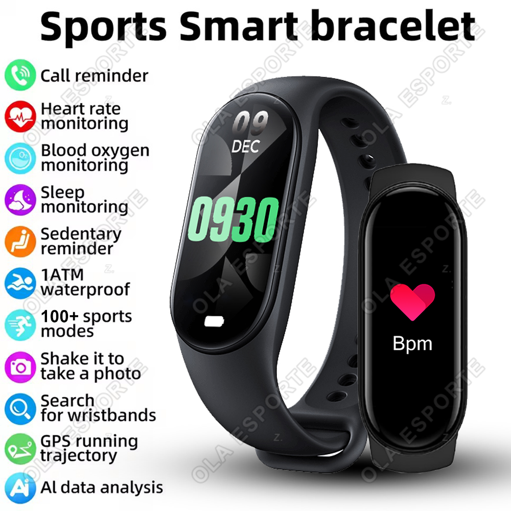 New Call Reminder Smart Bracelet AI Health Fitness Tracker Blood Pressure Monitor Waterproof Smart Watch Time Display Sport Band