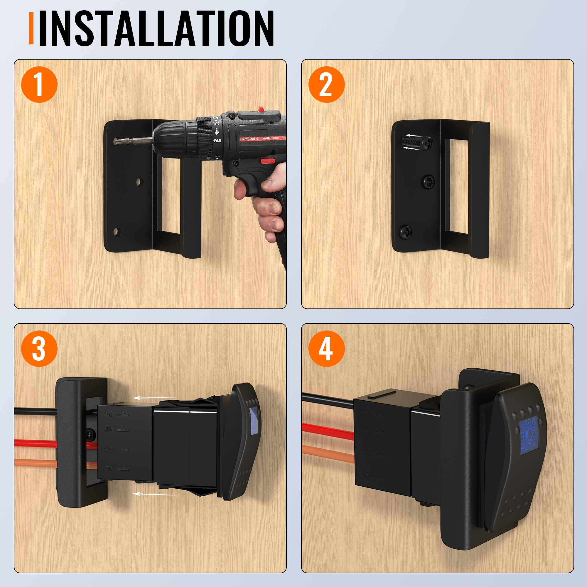 3014188 Rocker Switch Mounting Bracket For 12V Marine Switch Bus Toggle Housing Hole Is 37.4 X 21.3 MM for Truck Car Boat
