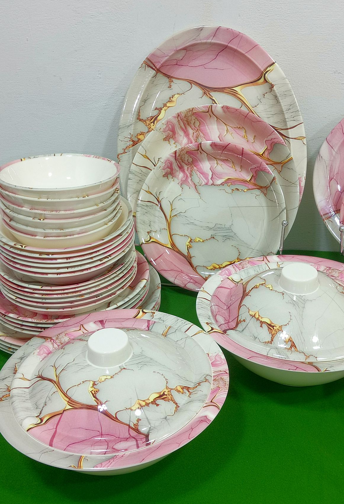 Pink Marble Marble Effect Dinner Plates Pink Marble 26 Piece