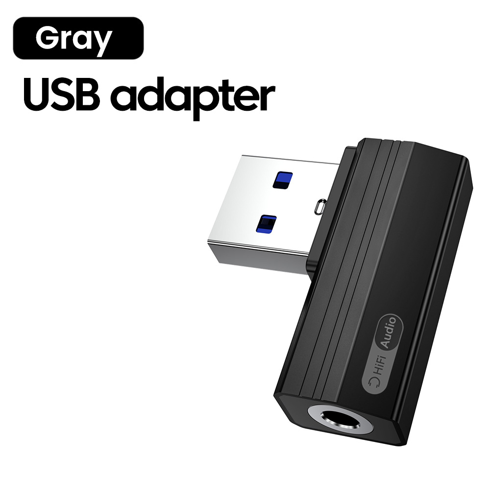 USB Audio Adapter USB A/Type-C to 3.5mm Jack Elbow Digital Audio Connector For iPhone 15-17 Cellphones Tablet Laptop PC Computer