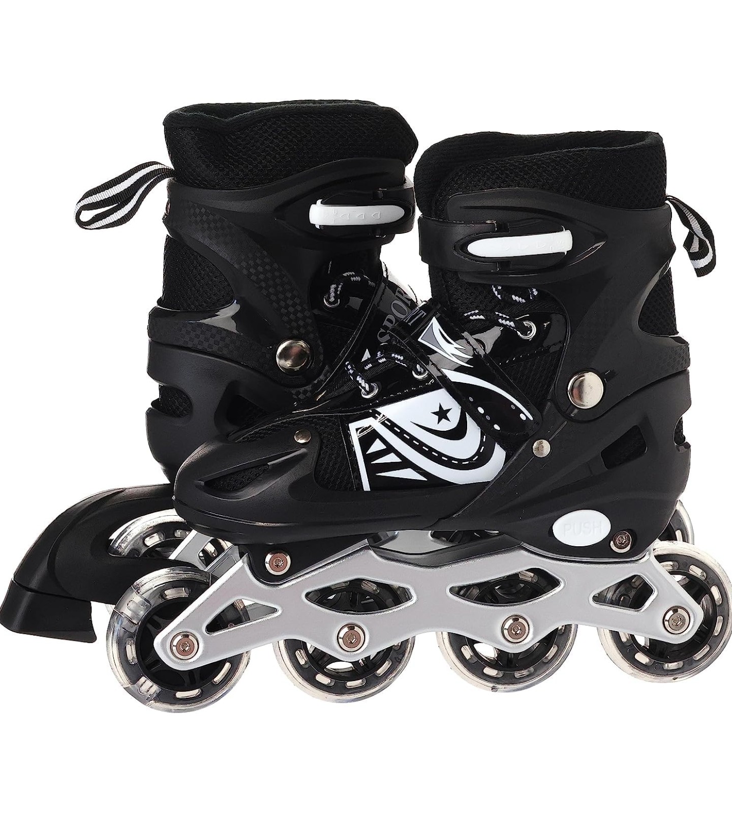 Skating Shoes Adjustable Inline Metal Base and Led Wheels