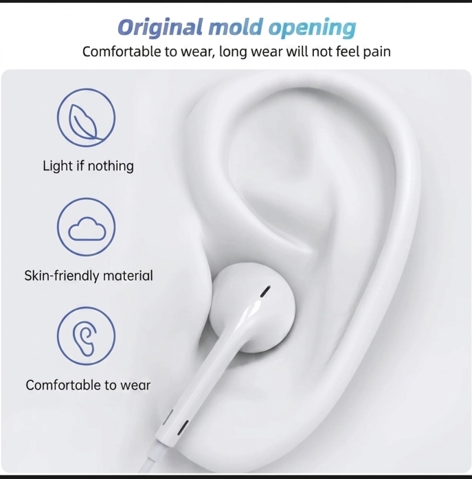Type-C Wired Stereo Earphones with Microphone | In-Ear Handsfree | HD Sound | Volume Control | USB-C Compatible