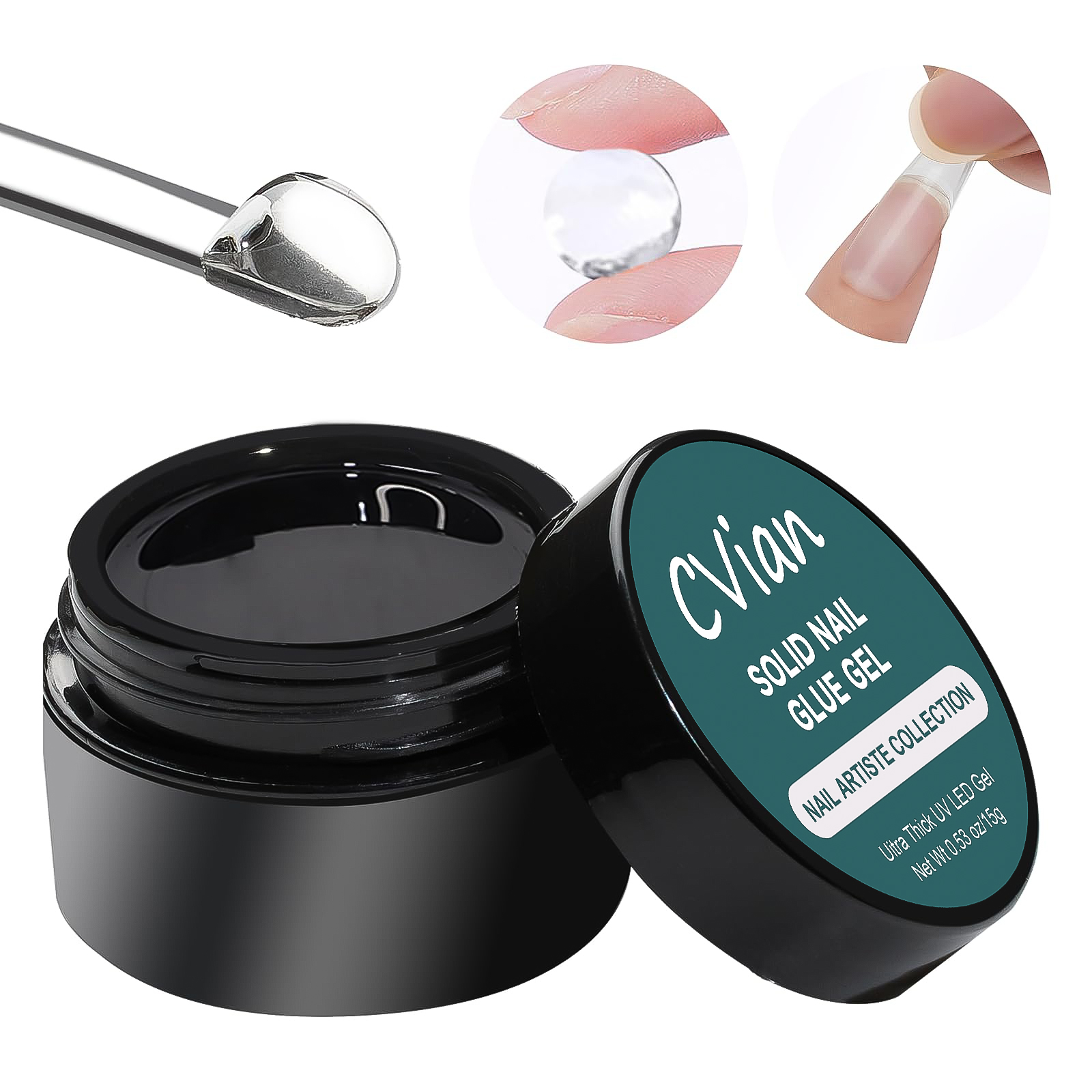 15g Solid Nail Glue Gel for Nail Tip Press on Nails Long Lasting 30+ Days Curing Needed Super Strong Nail Glue