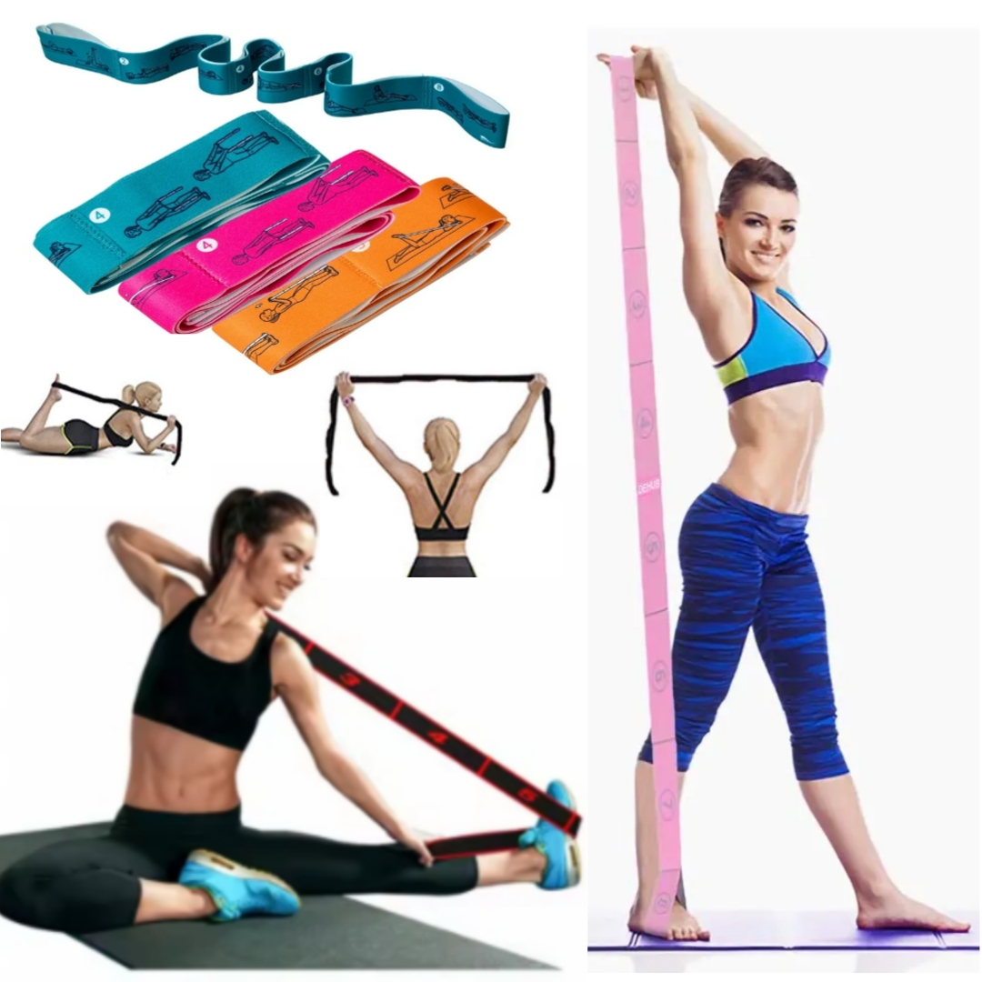 Yoga Pull Strap Belt Polyester Latex Elastic Latin Dance Stretching Band Loop Yoga Pilates GYM Fitness Exercise Resistance Bands