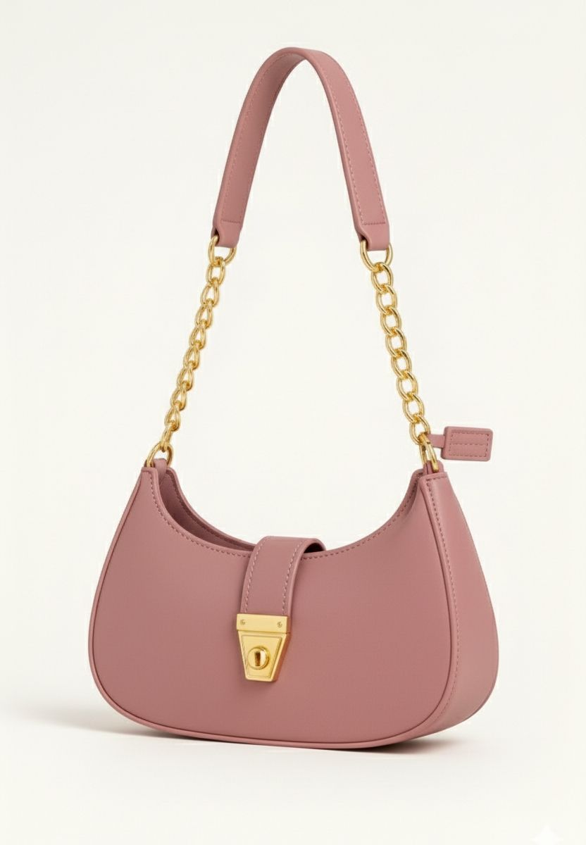 ✨ Women’s Shoulder Bag – Crossbody and Shoulder Handbag 👜 with Golden Chain Strap & Lock 🔒