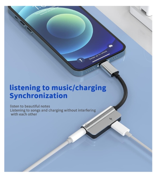 2-in-1 Lightning to 3.5mm Earphone Jack Splitter Adapter | Fast Charging & AUX Converter | Direct Plug & Play (No Bluetooth Needed) | loS 17/18 Compatible