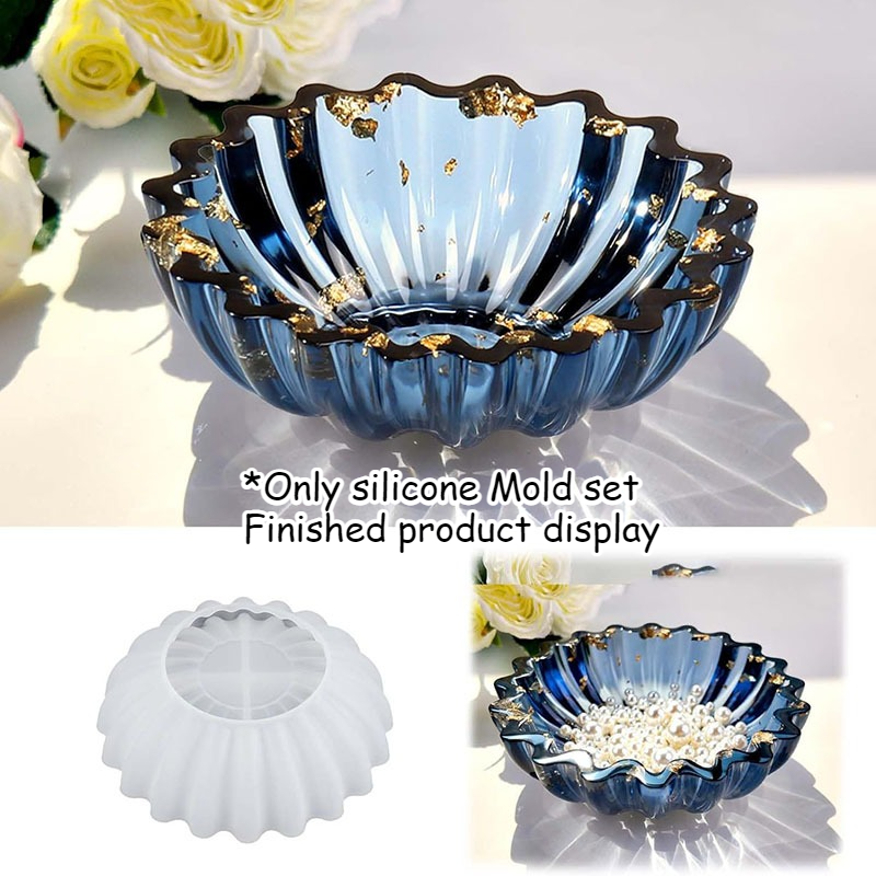 Bowl Resin Storage Box Silicone Mold, Unique Container for Jewelry Holder Candle Vessel Epoxy Resin Concrete Cement DIY Art