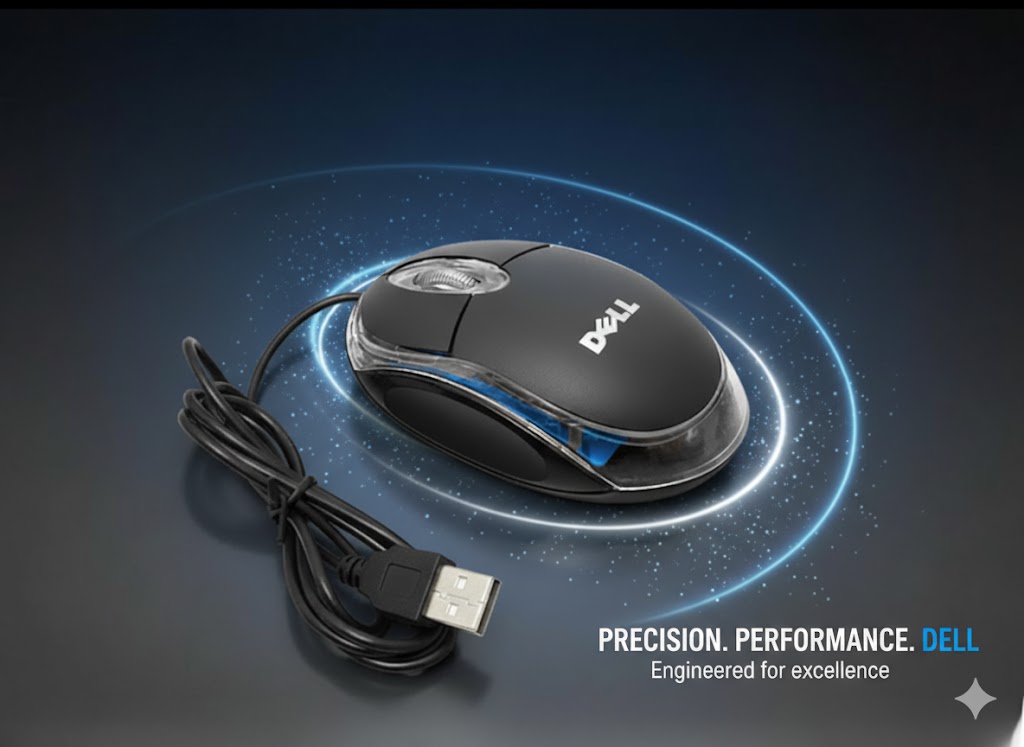 Dell Wired Optical Mouse USB – Comfortable Grip, 
Fast Response, For Computer, Laptop & Office Use