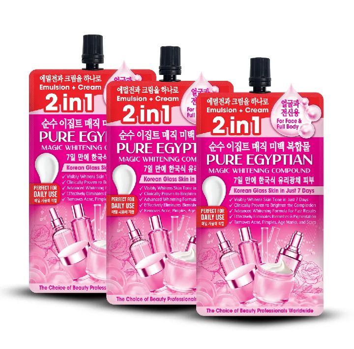 Original 100% 2 in 1 Magic Whitening Cream & Emulsion | Korean Glass Skin Formula | Face & Body Brightening Moisturizer | Dark Spots, Pigmentation & Acne Marks Care | Daily Use