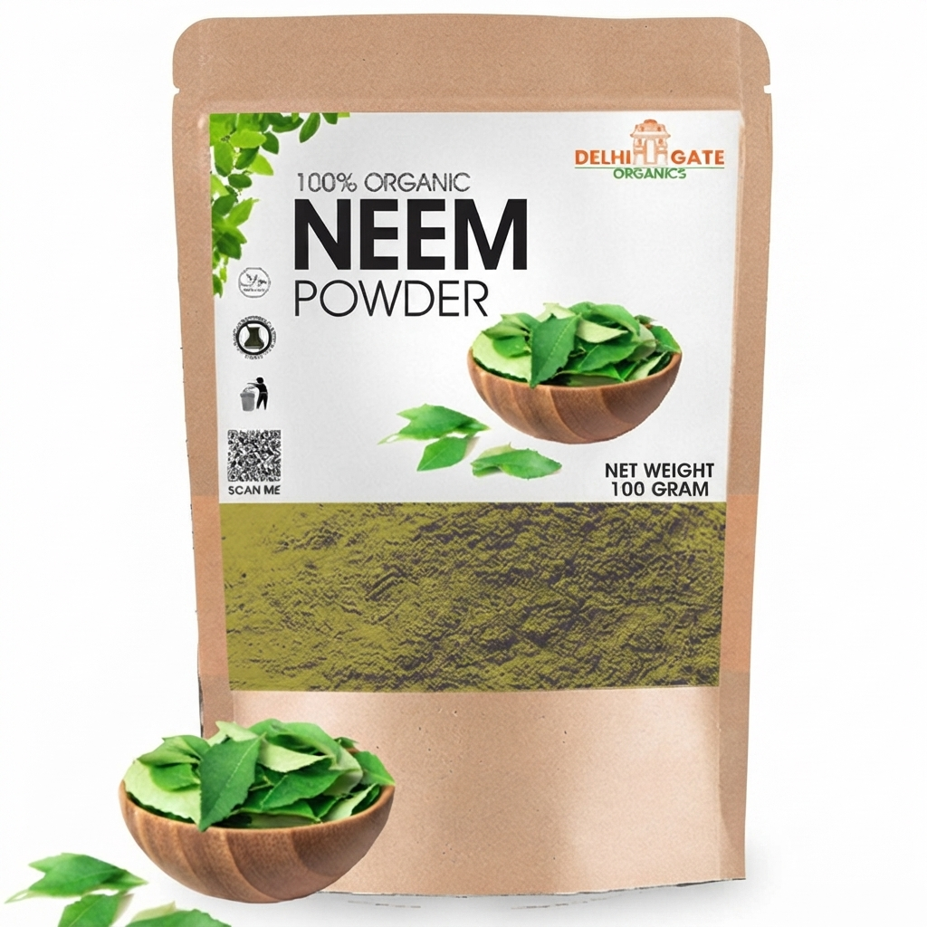 Organic Neem Leaf Powder 100g 100% Natural Herbal Skin Care Powder for Deep Cleansing Acne Control Oil Balance Clear Skin and Healthy Glow