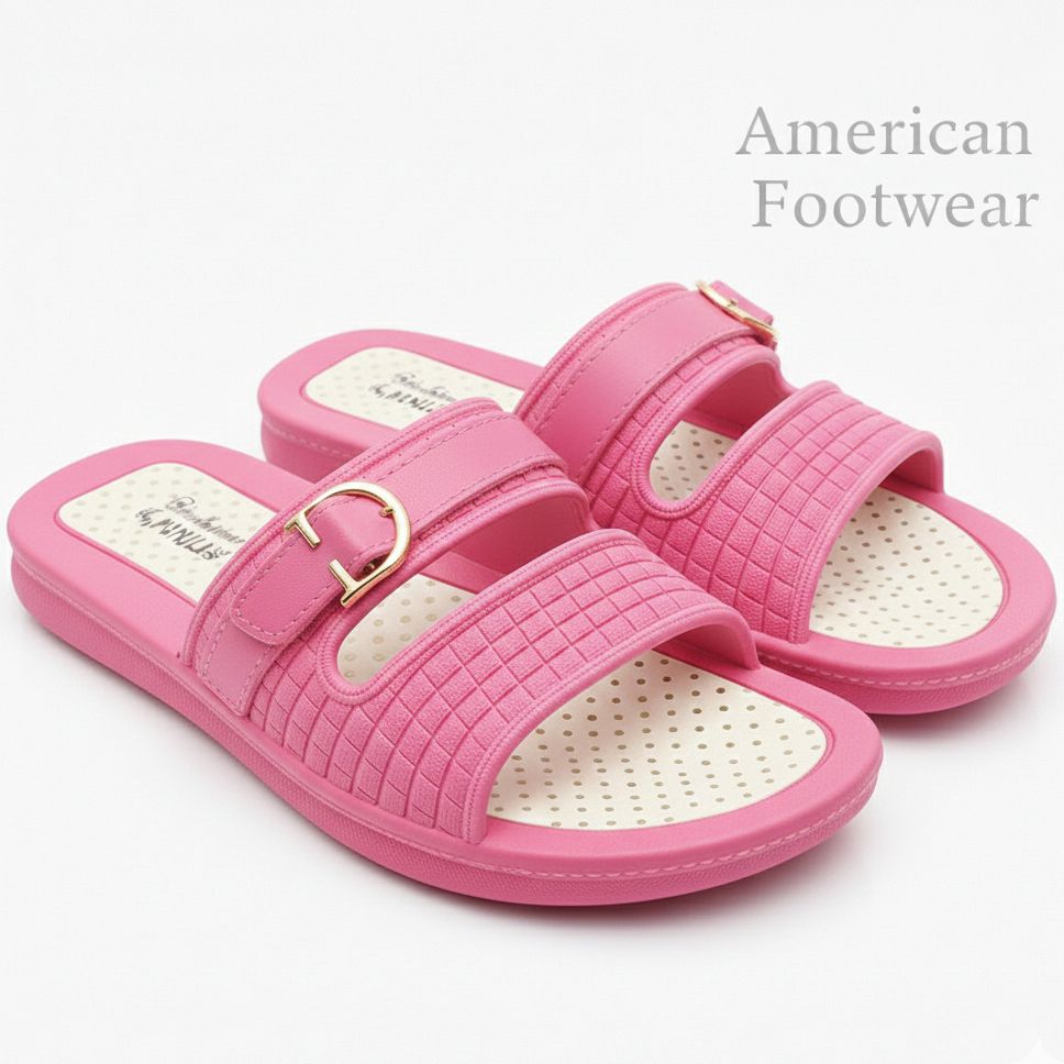 Ladies Comfortable Buckle Slippers Lite Weight FlipFlops Pure Rubber Slippers For Indoor and outdoor use