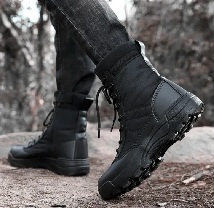 Premium Military Style Combat Boots | Army , Security Guard Shoes | Tactical Long Ankle Durable Outdoor Boots for Men