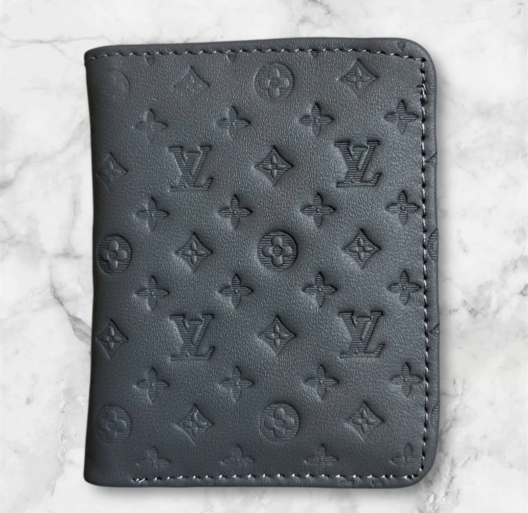 LV Style Leather Wallet for Men – Premium Embossed Design | 6 Card Slots + 1 Cash Pocket | Slim Bifold Wallet